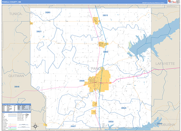 Panola County, MS Zip Code Map