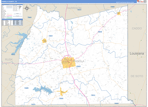 Panola County, TX Zip Code Map