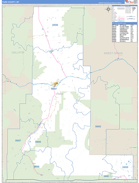 Park County, MT Carrier Route Wall Map
