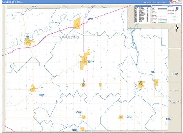Paulding County, OH Zip Code Map