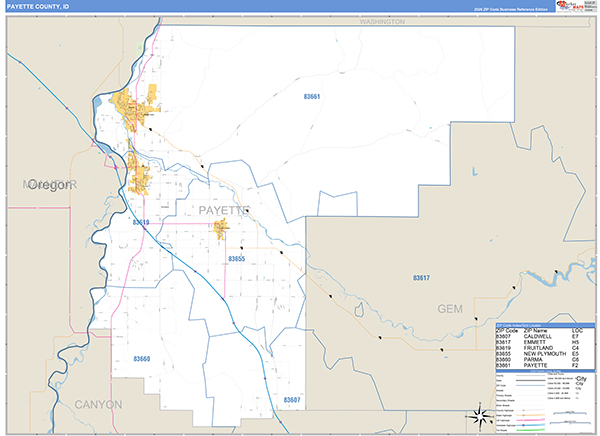Payette County, ID Zip Code Map