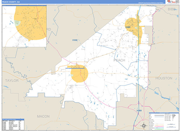 Peach County, GA Zip Code Map
