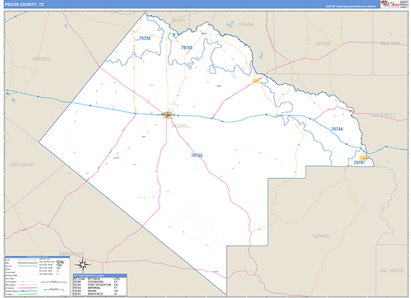 Pecos County, TX Zip Code Map