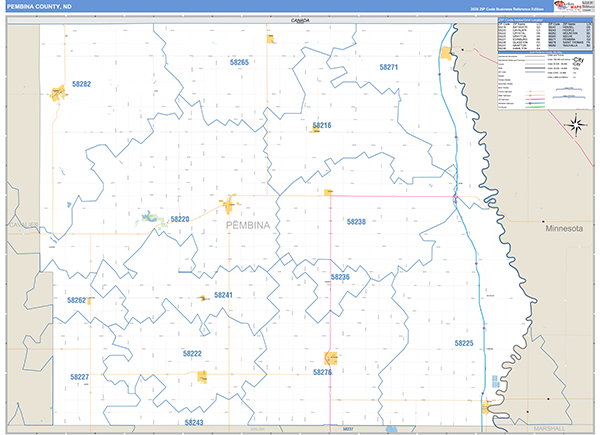 Pembina County, ND Wall Map Basic Style