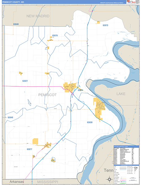 Pemiscot County, MO Zip Code Map
