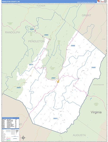 Pendleton County, WV Zip Code Map