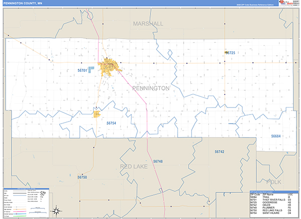 Pennington County, MN Zip Code Map