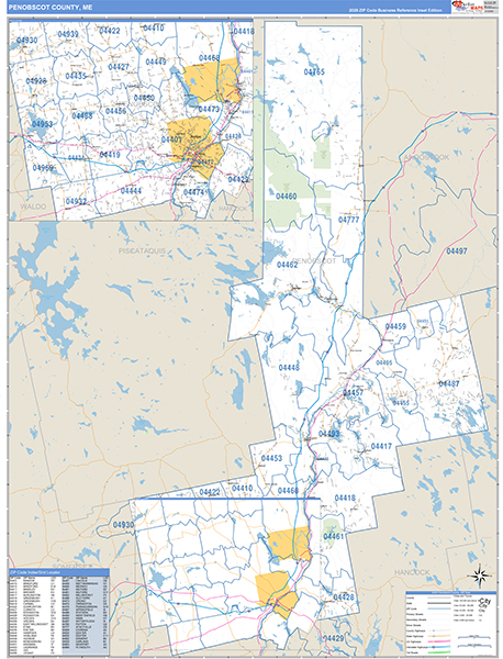 Penobscot County, ME Wall Map Basic Style