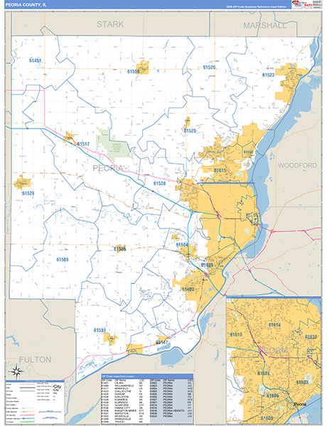 Peoria County, IL Zip Code Map