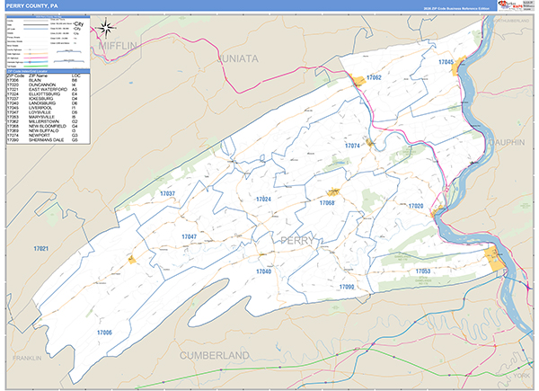 Perry County, PA Wall Map Basic Style