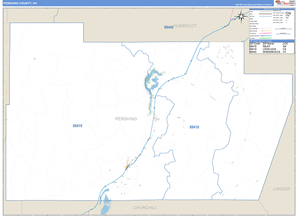 Pershing County, NV Zip Code Map