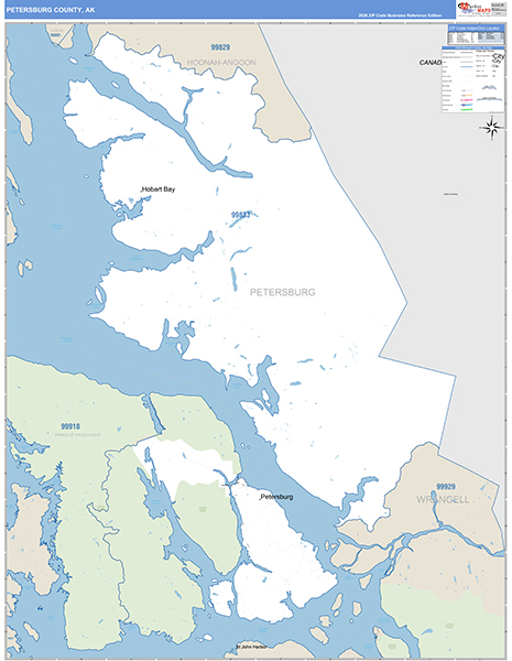 Petersburg Borough (County), AK Zip Code Wall Map