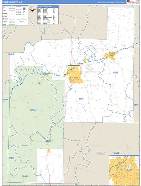 Phelps County, MO Map Basic Style