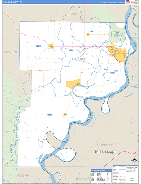 Phillips County, AR Zip Code Map