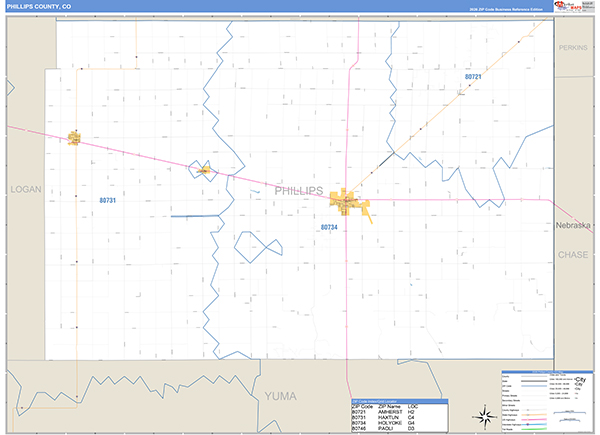 Phillips County, CO Zip Code Map