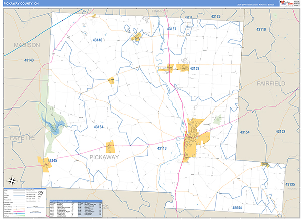 Pickaway County, OH Zip Code Map