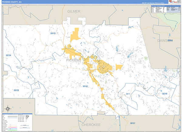 Pickens County, GA Zip Code Map