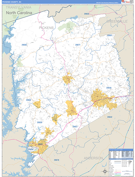 Pickens County, SC Wall Map