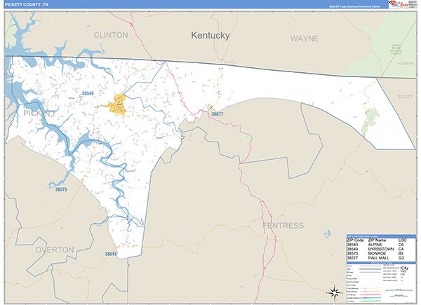 Pickett County, TN Zip Code Map