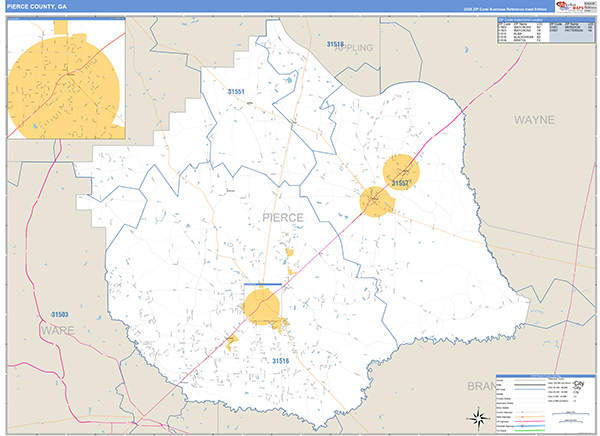 Pierce County, GA Zip Code Map