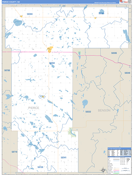 Pierce County, ND Wall Map Basic Style