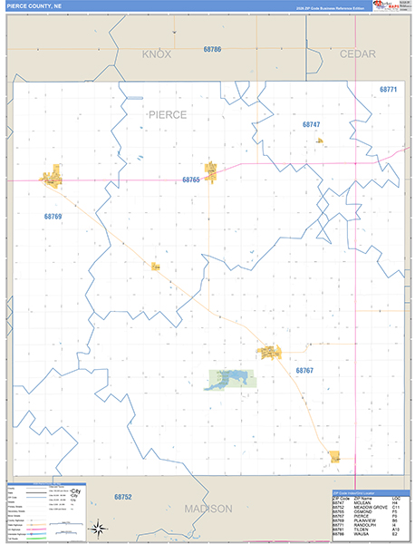 Pierce County, NE Zip Code Map