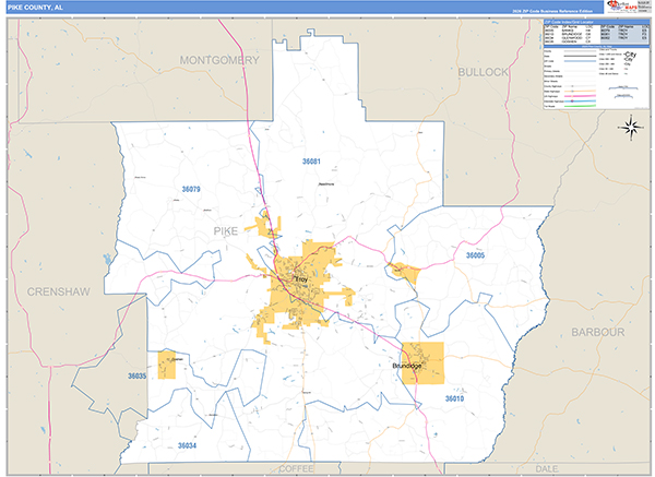 Pike County, AL Zip Code Map