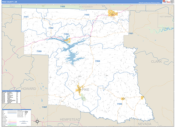Pike County, AR Zip Code Map