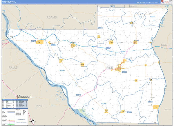 Pike County, IL Zip Code Map