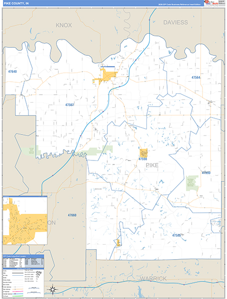Pike County, IN Zip Code Map