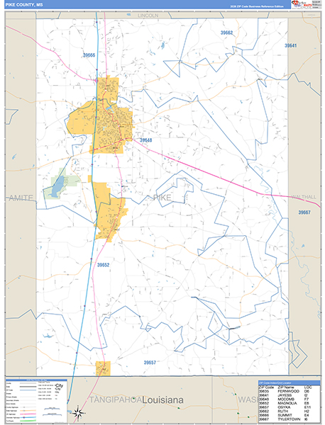 Pike County, MS Zip Code Map