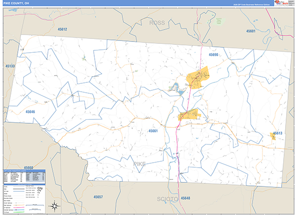 Pike County, OH Zip Code Map