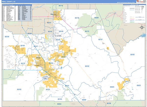 Pinal County, AZ Zip Code Map
