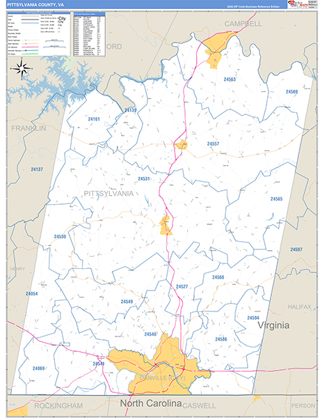 Pittsylvania County, VA Zip Code Map