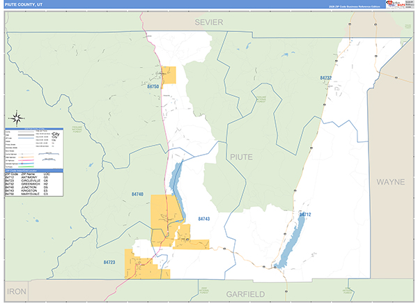 Piute County, UT Zip Code Map