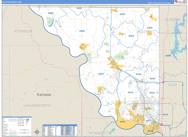 Platte County Wall Map Basic Style