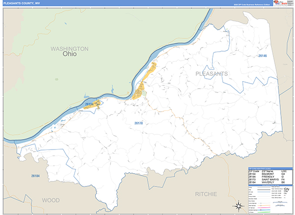 Pleasants County, WV Zip Code Map