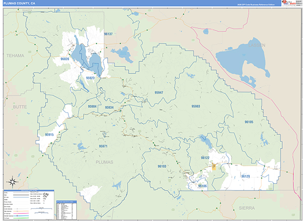 Plumas County, CA Map Basic Style