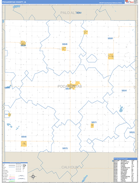 Pocahontas County, IA Zip Code Wall Map
