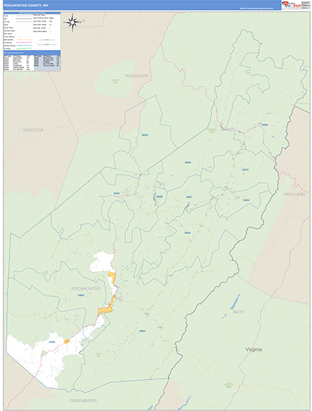 Pocahontas County, WV Zip Code Map