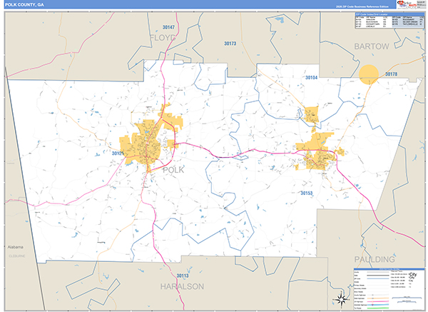 Polk County, GA Zip Code Map