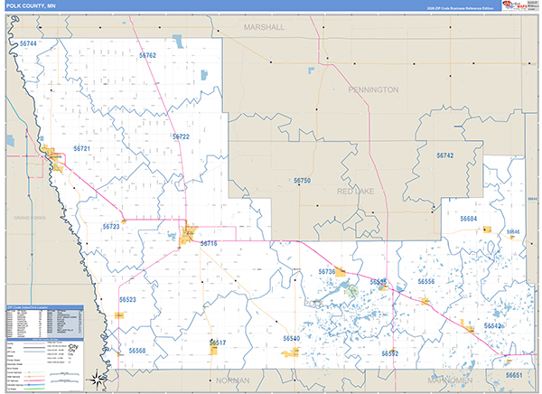 Polk County, MN Zip Code Map