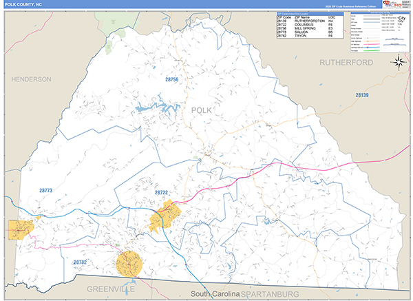 Polk County, NC Zip Code Map