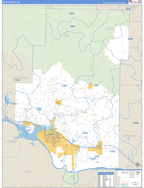 Pope County, AR Zip Code Map