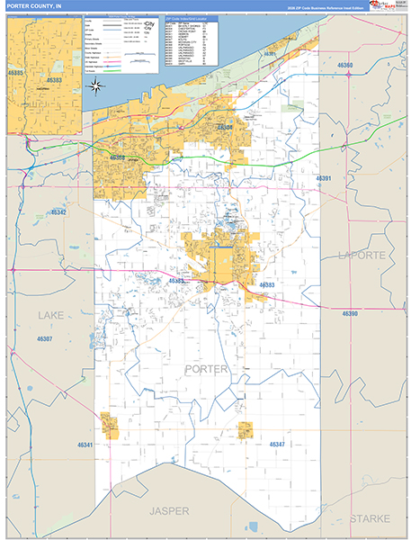 Porter County, IN Zip Code Map