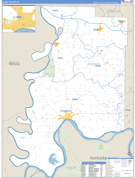 Posey County, IN Zip Code Map