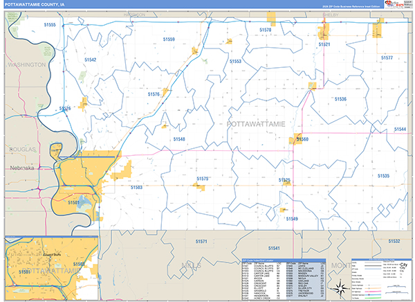 Pottawattamie County, IA Zip Code Map