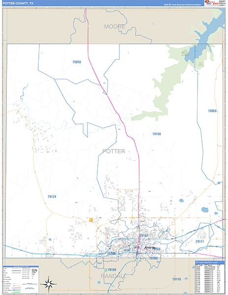 Potter County, TX Zip Code Map