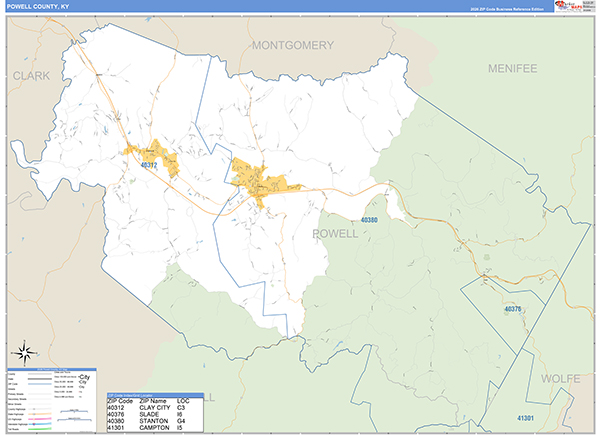 Powell County, KY Zip Code Map
