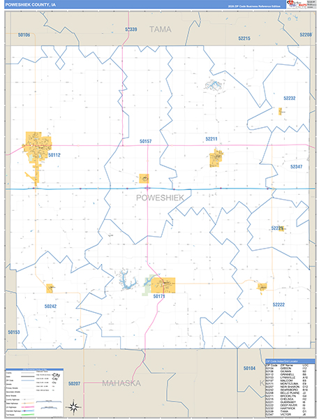 Poweshiek County, IA Carrier Route Wall Map